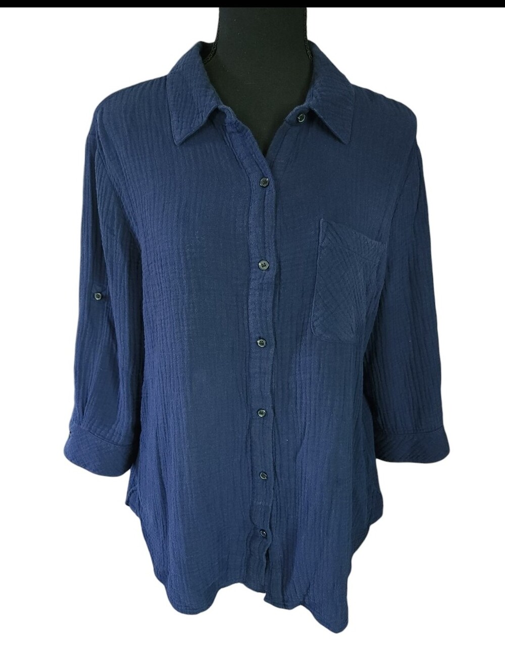 WestBound Blue Comfy Button Front Shirt Sz M